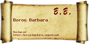 Boros Barbara névjegykártya